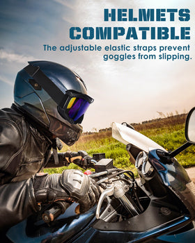 OXG elastic strap adjustment showing secure helmet-compatible fit