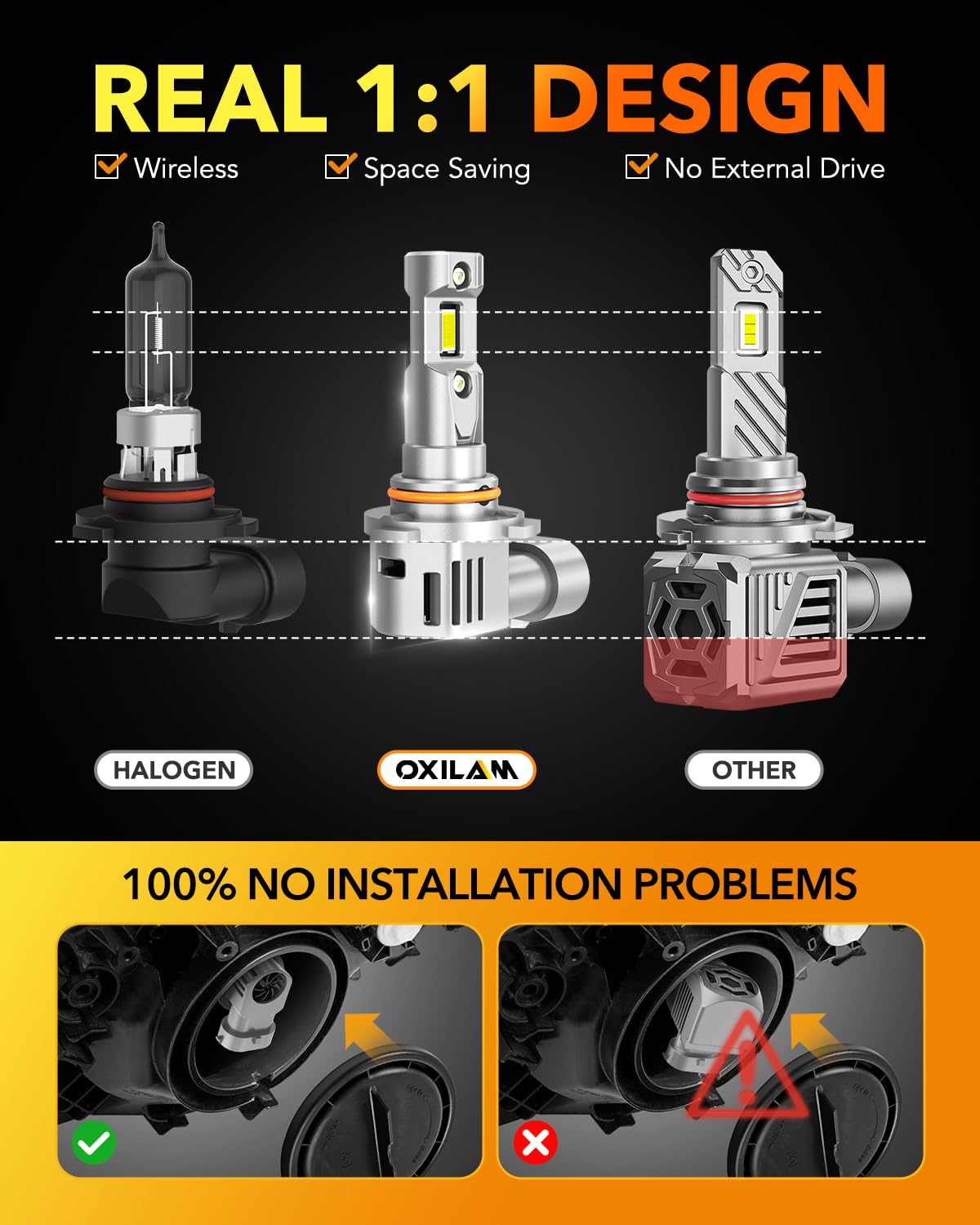 OXILAM 9005 cooling system detail with aluminum and fan for long life