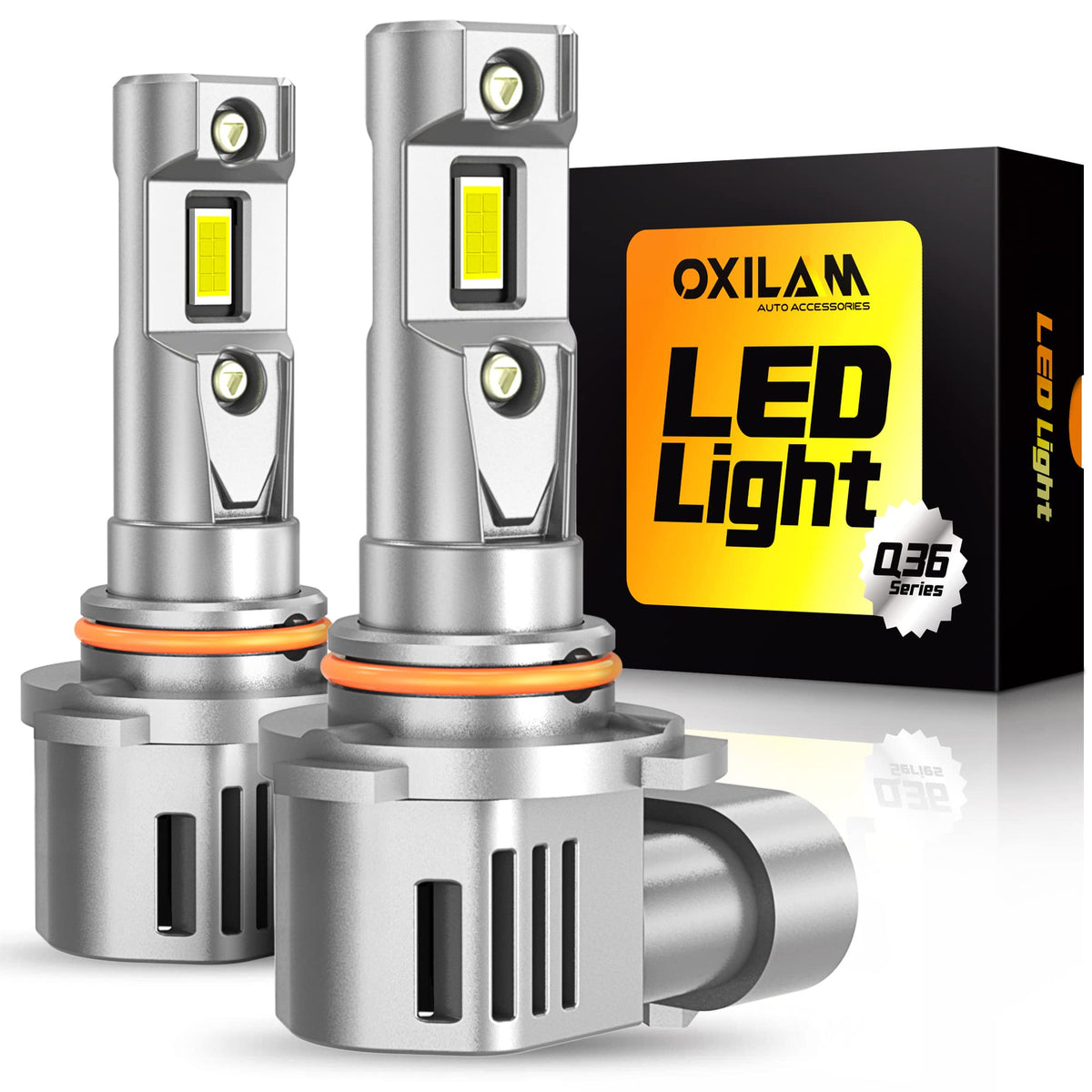 OXILAM 9005 front packaging showing bulb pair and quick-install benefit