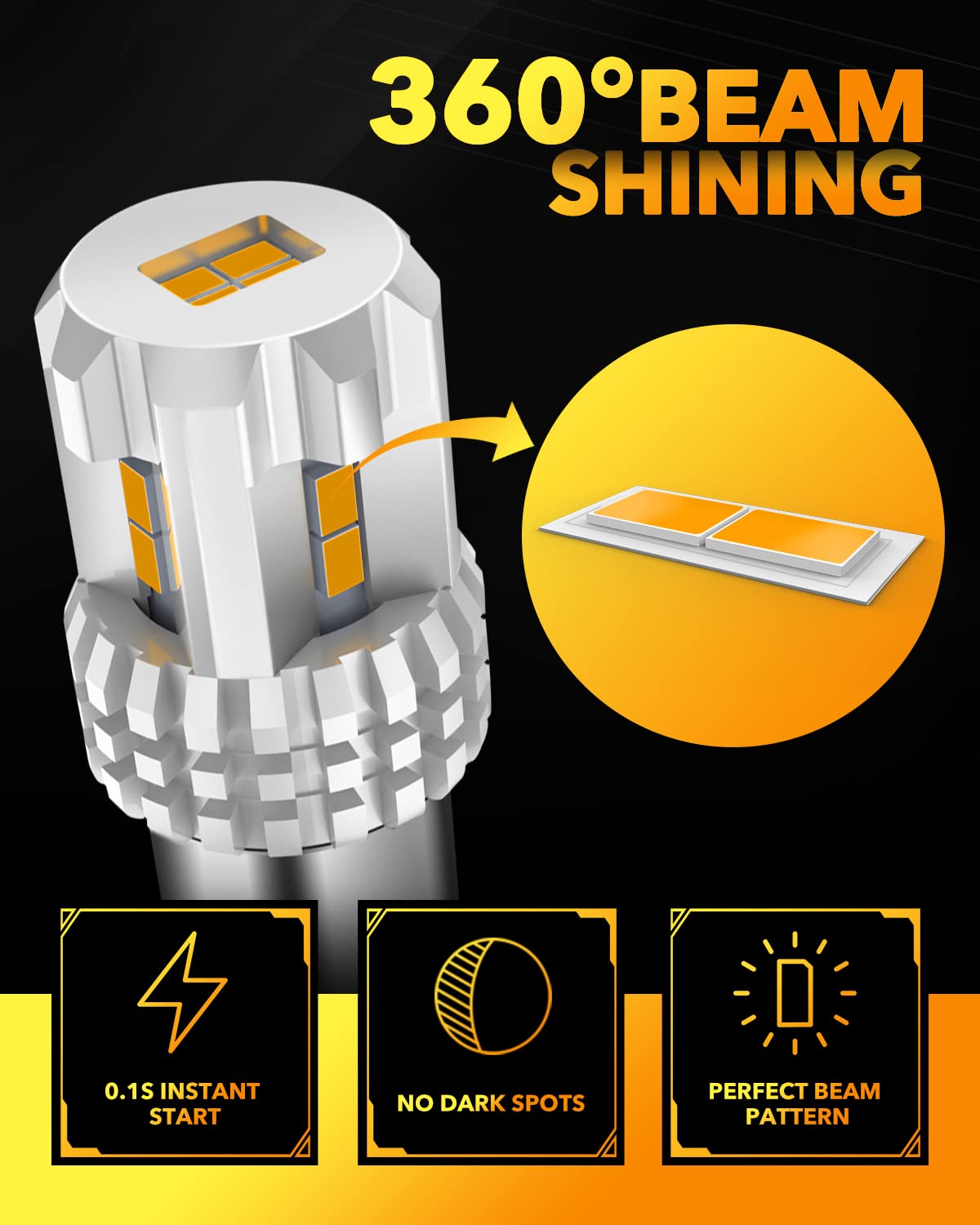 OXILAM bulb tip and BA15S base close-up showing plug-and-play compatibility