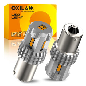 OXILAM front packaging showing two amber 1156 LED bulbs, clear product identification and benefit
