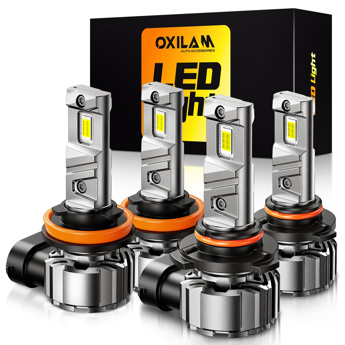 OXILAM front packaging showing H11 9005 bulbs and benefits