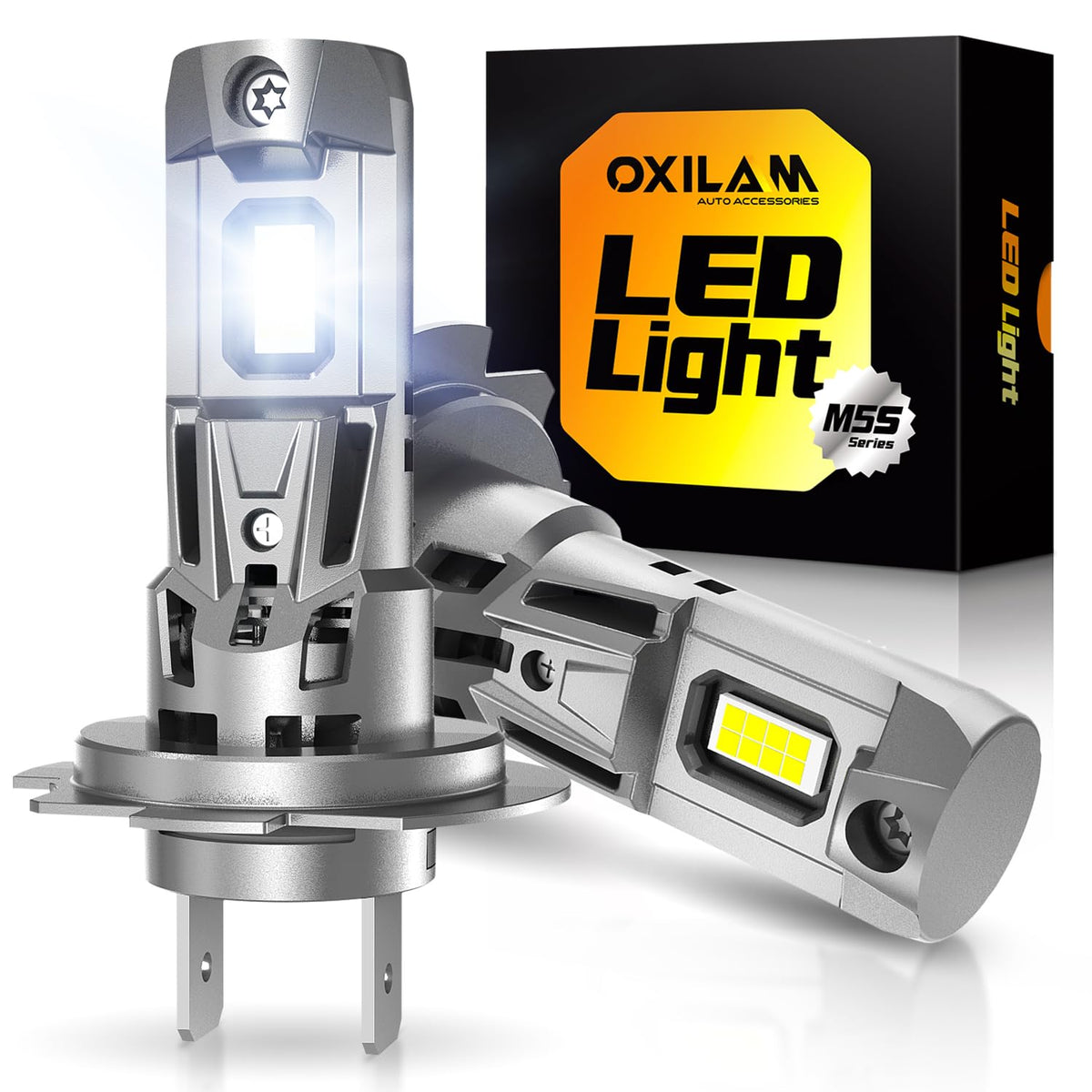 OXILAM H7 front view showing bulb shape and plug for easy fit