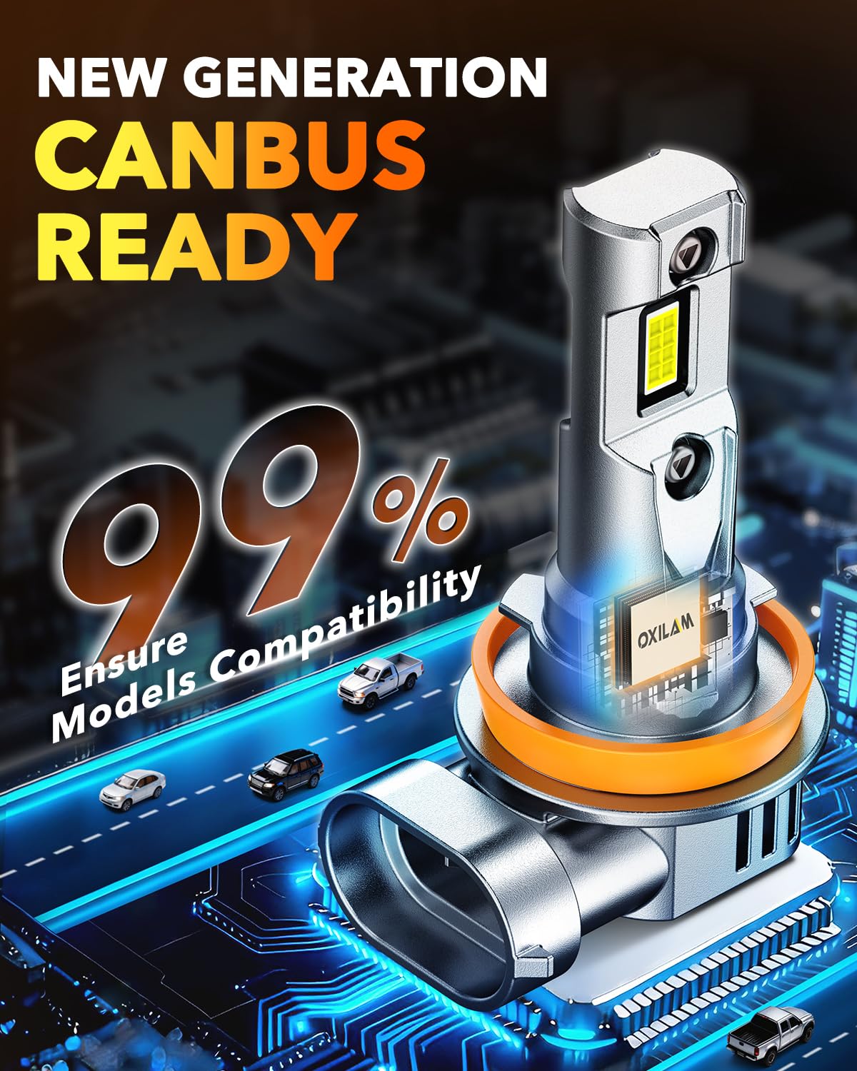 OXILAM bulbs installed in vehicle headlight for straightforward plug-and-play benefit