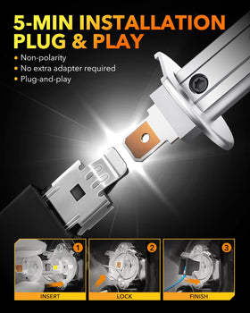OXILAM bulb installed in headlamp demonstrating plug-and-play upgrade