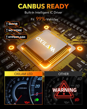 OXILAM bulbs installed as low beam on vehicle, increases nighttime visibility