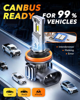 OXILAM bulbs illuminating vehicle on a dark road for safer driving