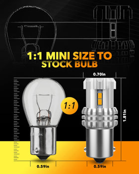 OXILAM size comparison with a halogen bulb showing compact 1:1 replacement convenience