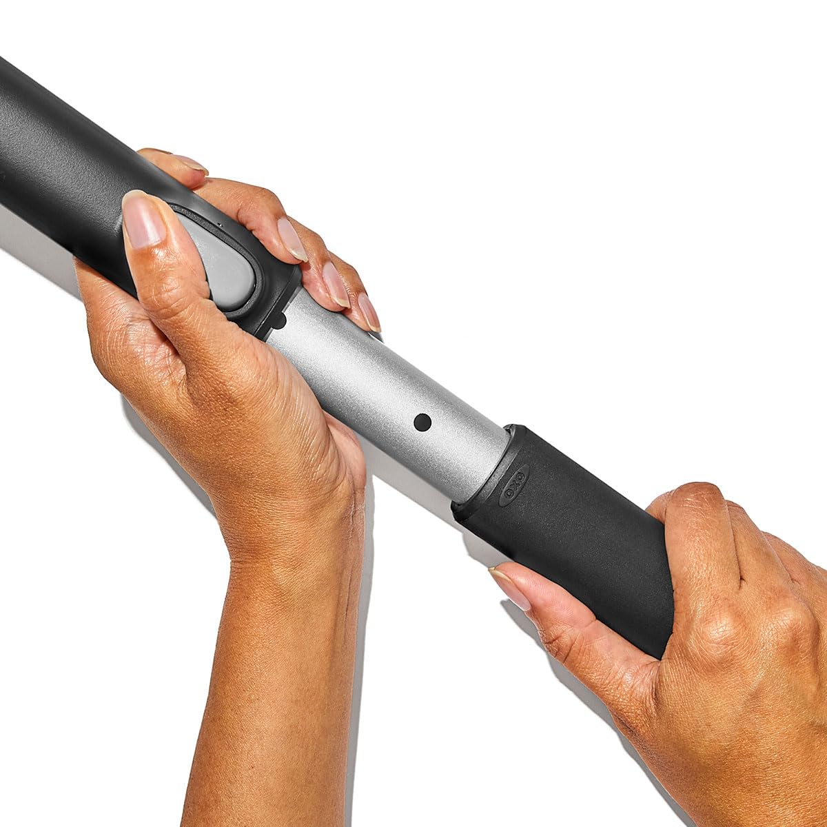OXO handle extended to full length for reaching across large windshields comfortably
