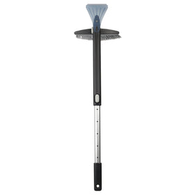OXO feathered bristle close-up protecting paint while sweeping snow effectively