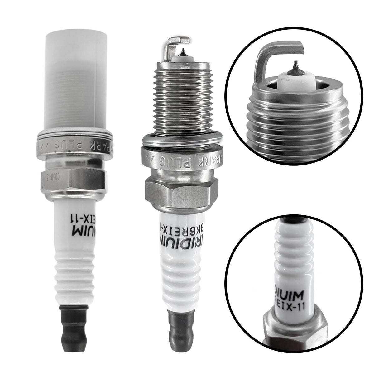OYEAUTO close-up of iridium electrode detail highlighting durability and precise spark