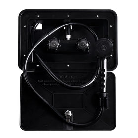 OYMOV exterior shower box front closed showing sleek durable design