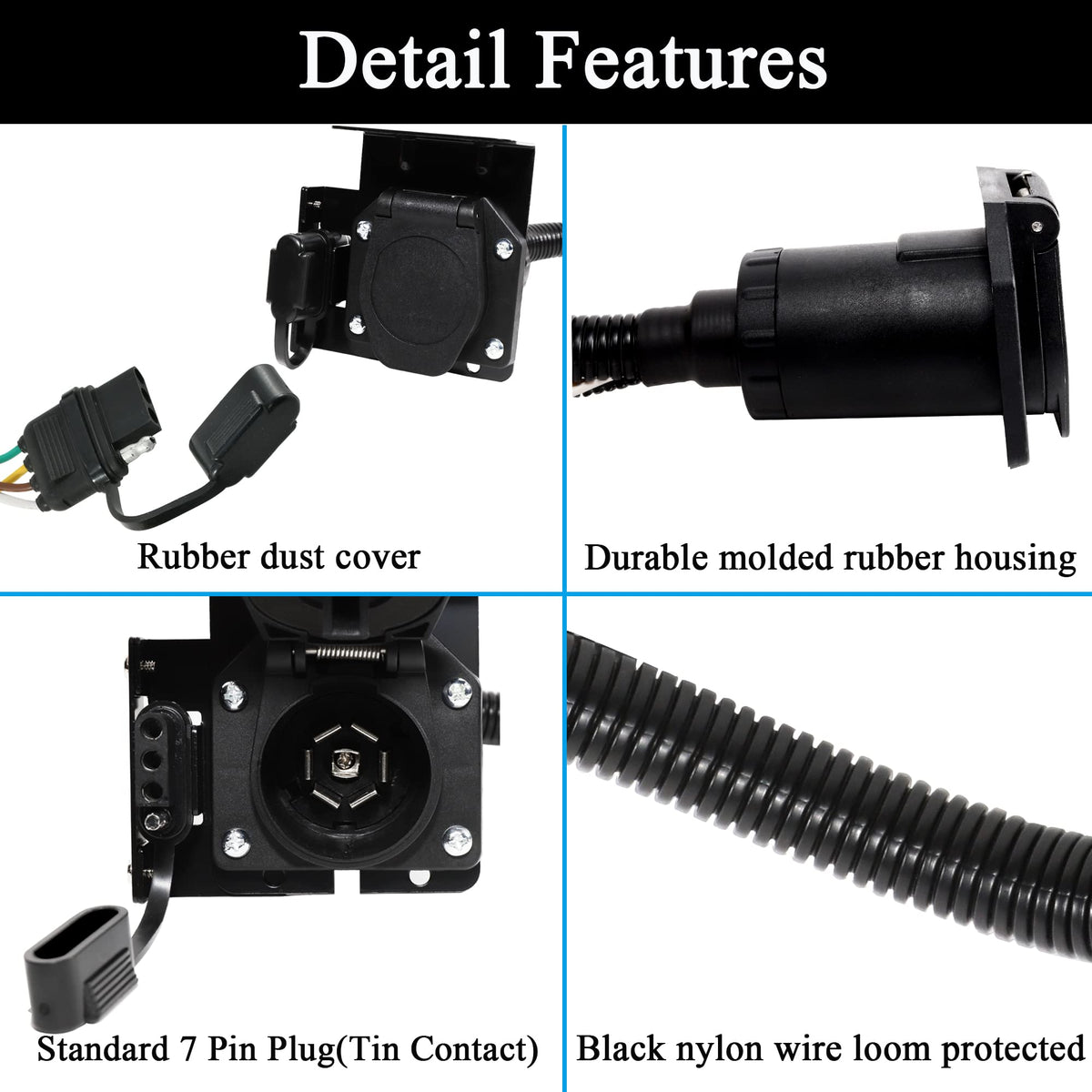 Oyviny close-up of 7-way round socket showing durable contacts for reliable towing