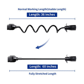 Oyviny close-up of coiled cable stretched demonstrating flexibility and neat storage