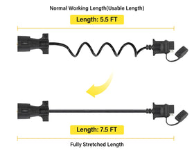 oyviny coiled cable detail highlighting stretchable coil and no-drag benefit