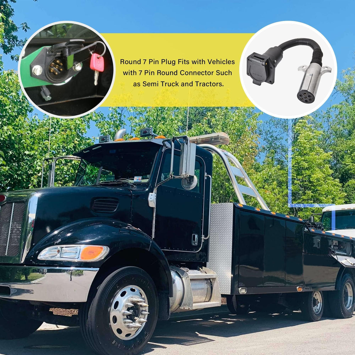 Oyviny flat blade connector detail enabling plug-and-play towing