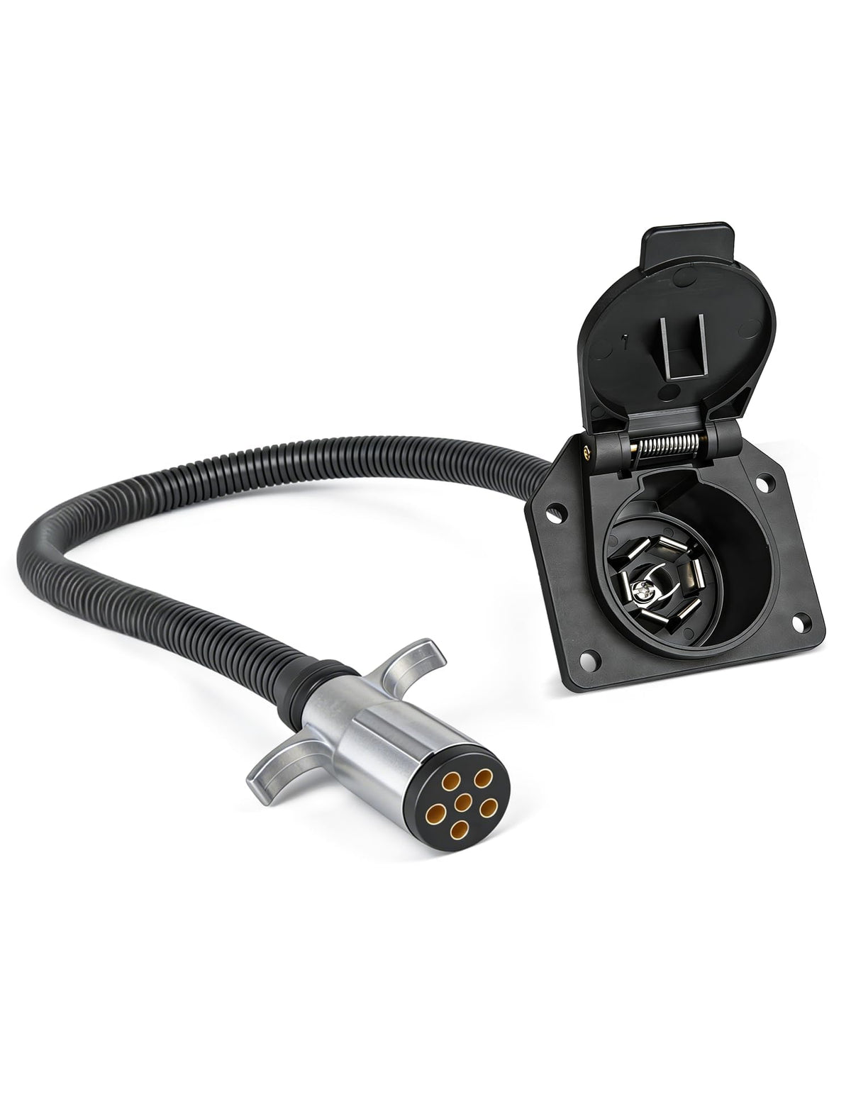 Oyviny adapter front view showing 6-pin to 7-pin conversion and quick hookup benefit