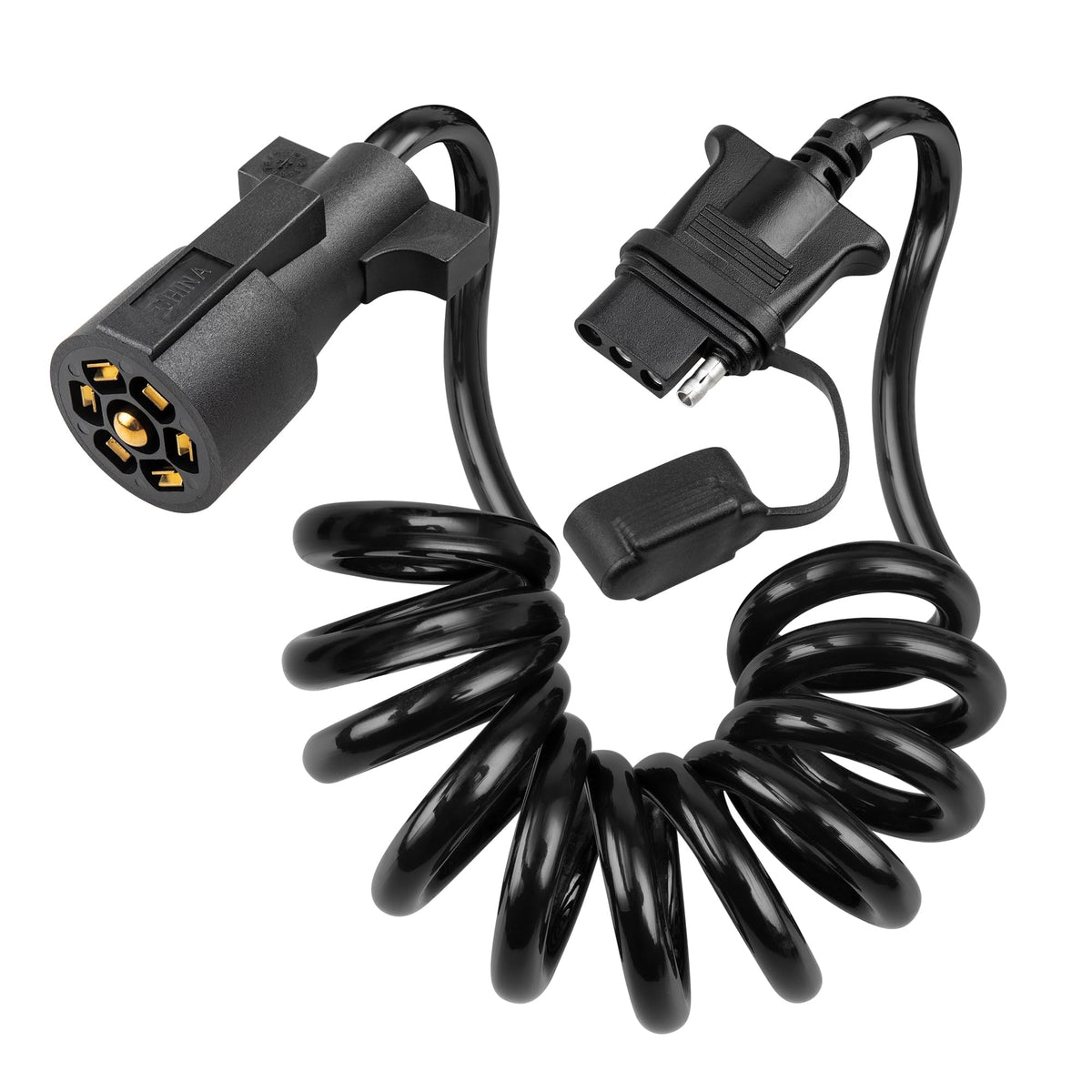 Oyviny front view of 7-to-4 adapter showing connectors and benefits of easy conversion