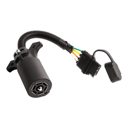 Oyviny front view of 7-to-4 adapter showing robust molded plug and flat connector benefit durable connection