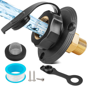 Oyviny front view city water inlet showing flange and cap for clean hose connection