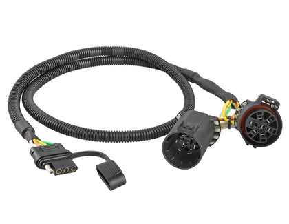 Oyviny front view of USCAR 7-pin to 4-pin harness showing plug benefits