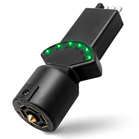 Oyviny front view of tester showing plug and LED array for quick diagnostics