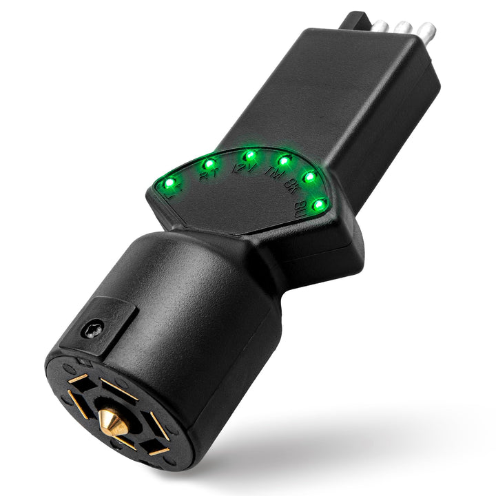 Oyviny front view of tester showing plug and LED array for quick diagnostics