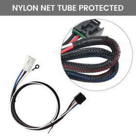 Oyviny harness installed in truck with trailer showcasing safer towing control