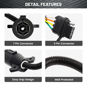 Oyviny adapter in use connecting truck 7-way to trailer 4-way ensuring reliable signal transfer