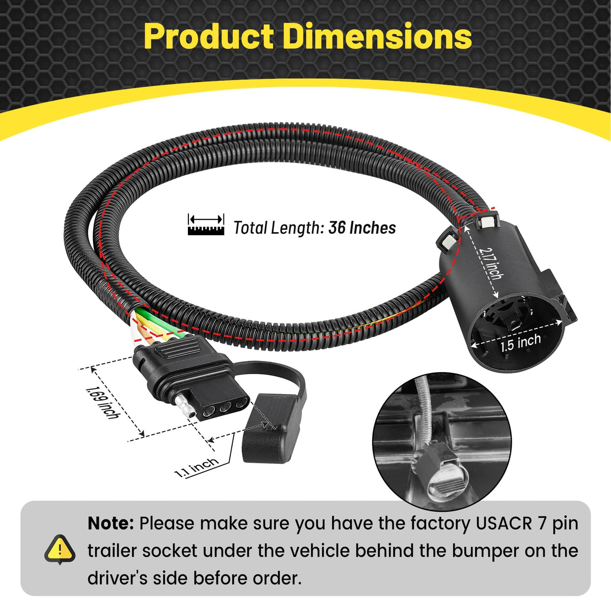 Oyviny harness plugged into vehicle USCAR socket for fast, no-cut installation