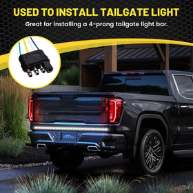 Oyviny harness installed under tailgate powering LED light bar for convenience