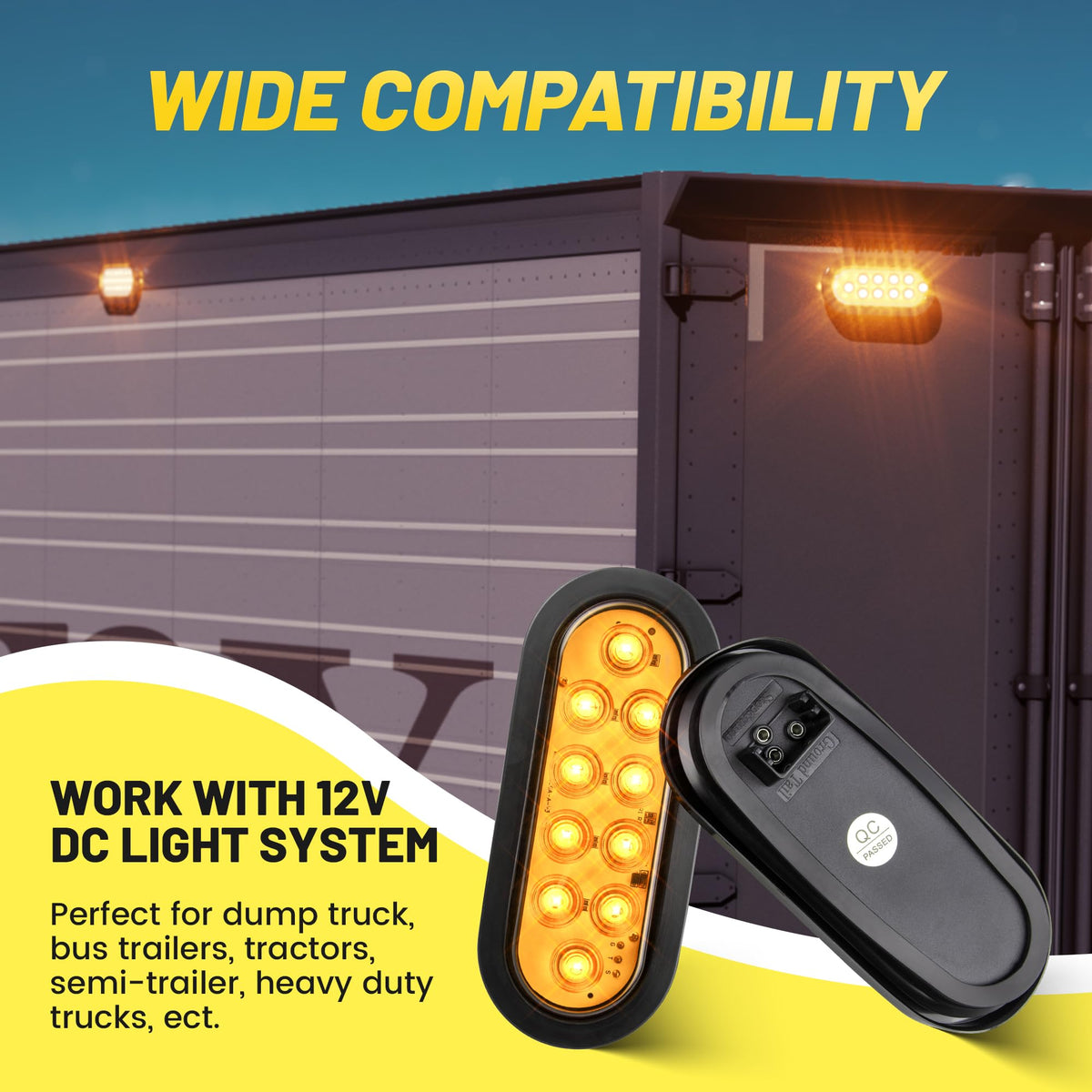 Oyviny illuminated at night showing amber brake and turn visibility improvement