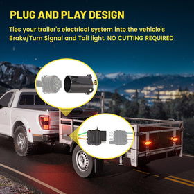 Oyviny installed with trailer attached demonstrating reliable towing light function