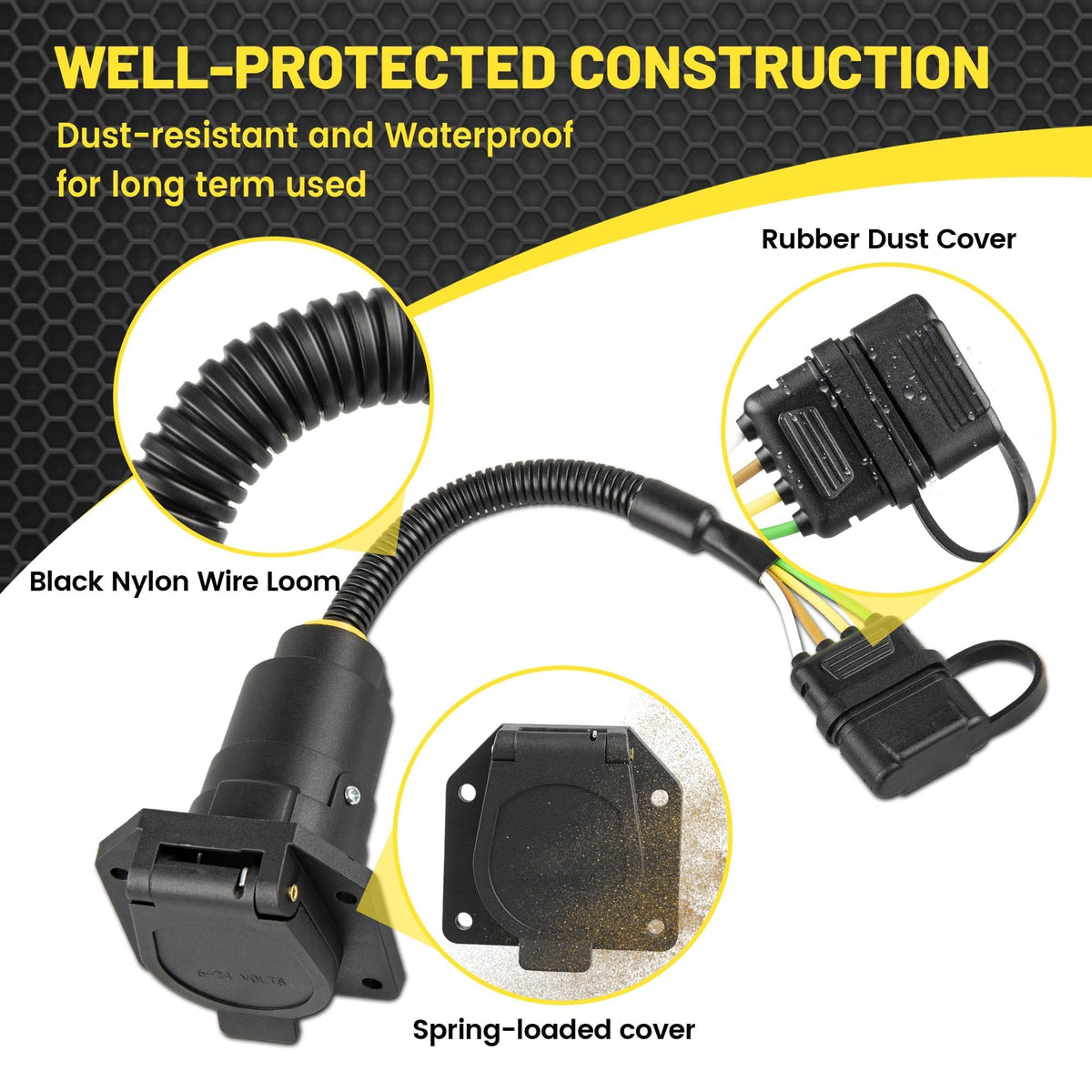 Oyviny wiring harness detail with black loom organizing wires for durability