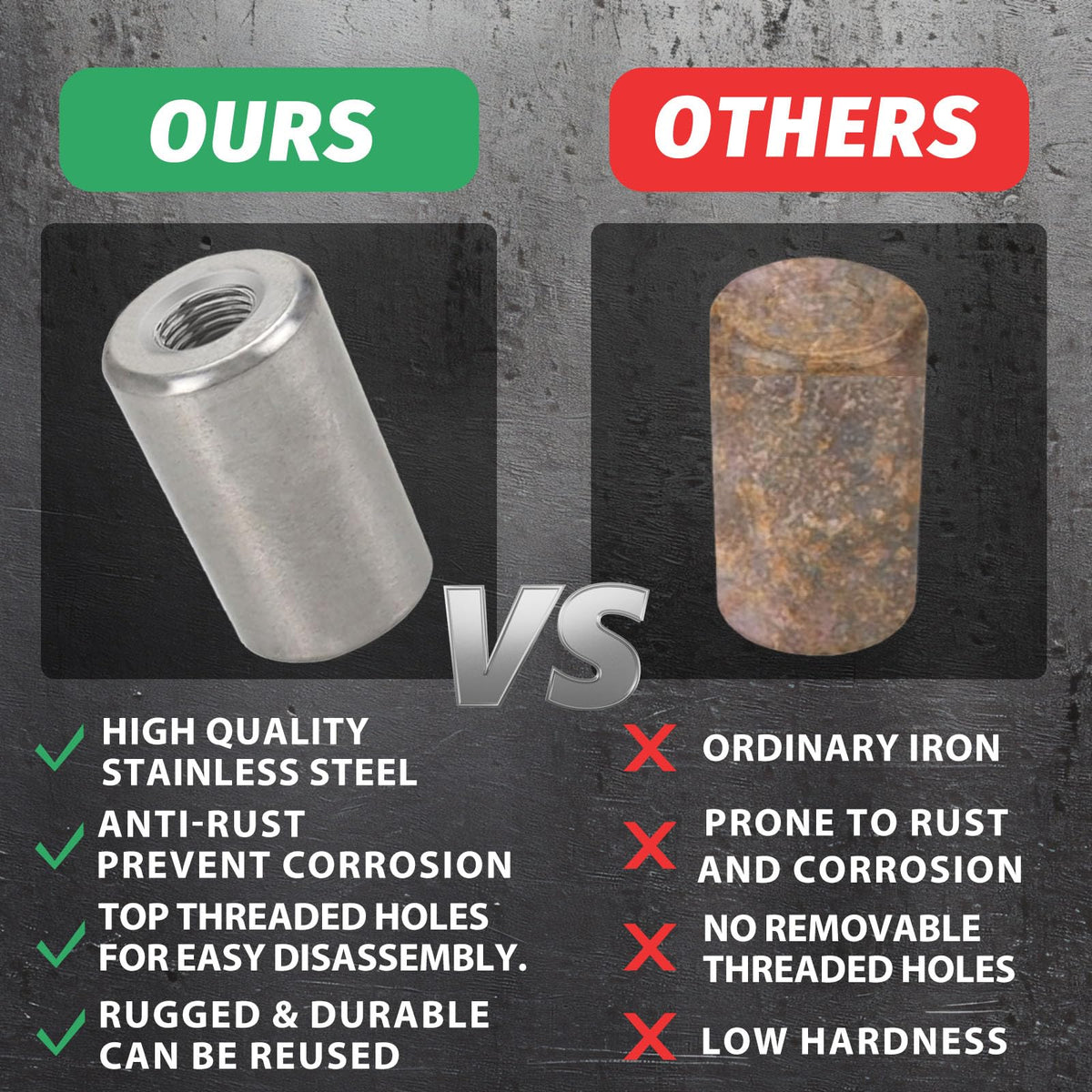 OywhC top-thread recess close-up enabling easy future removal benefit