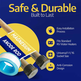 Ozek anode being tightened with a 1-1/16" socket for quick installation safety