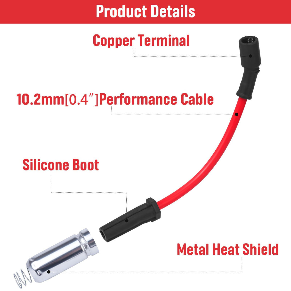 Ozikutech spark plug boot and terminal detail ensuring secure electrical connection