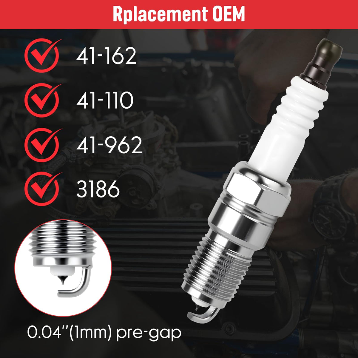 Ozikutech spark plug next to ruler for scale, confirms correct size fit