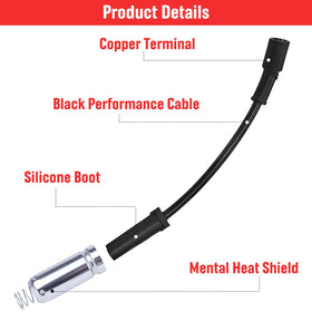 Ozikutech black performance wire end and boot detail reducing EMI and improving reliability