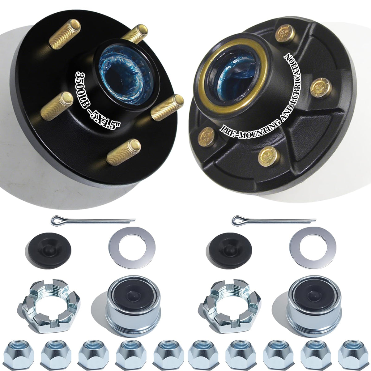 OZISENS front view of 5x4.5 hub showing mounting face and benefit of easy fit
