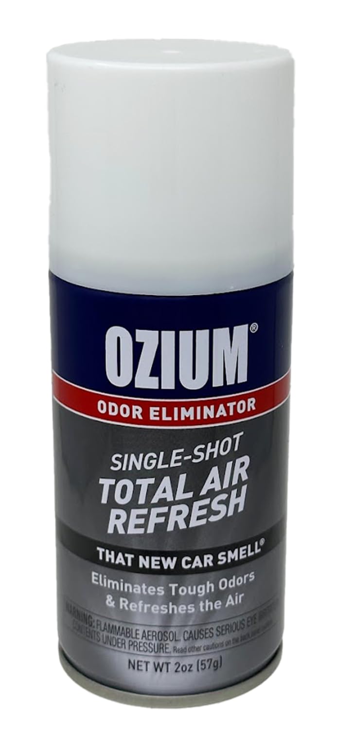 Ozium close-up of valve and label showing usage details and clarity