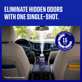 Ozium fogger in action inside car interior providing fast odor neutralizing