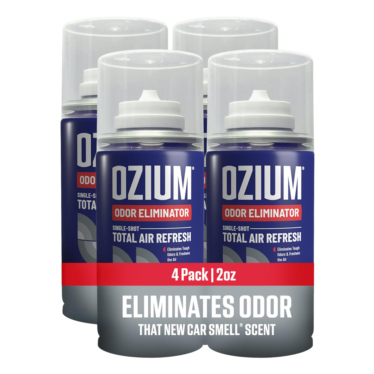 Ozium front packaging 2 oz can showing product and benefit of fast odor removal