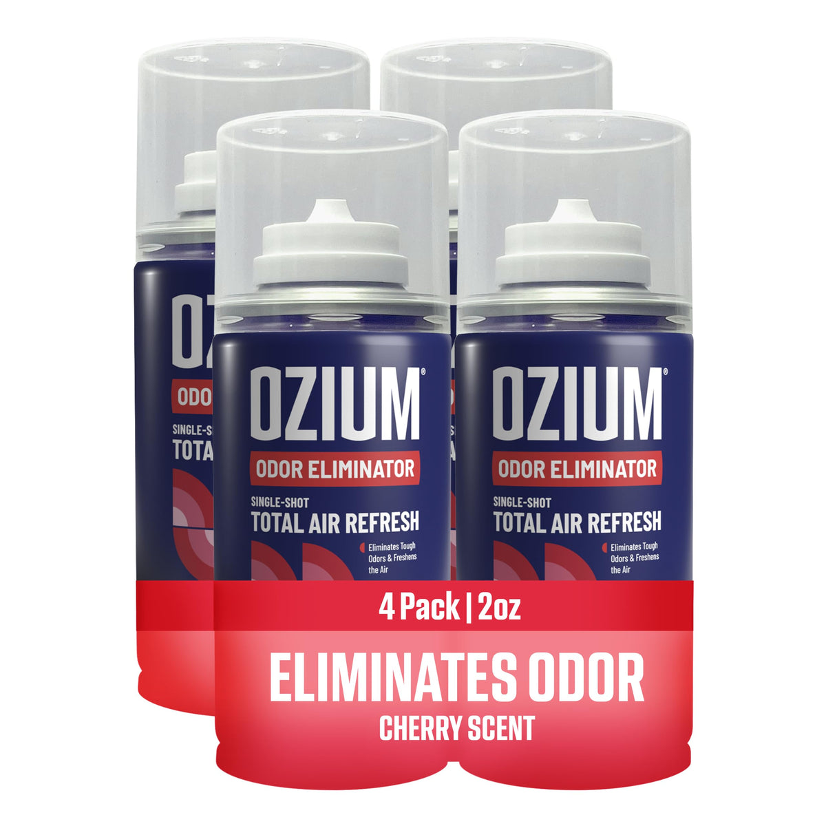 Ozium front packaging 2 oz can showing compact design and quick refresh benefit