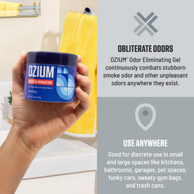 Ozium placed in car cupholder reducing smoke odor while driving