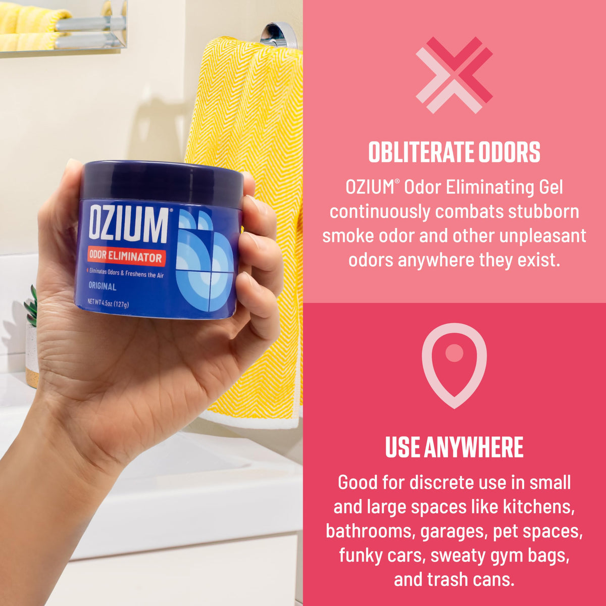 Ozium jar placed in car cupholder showing Ozium freshness during drives
