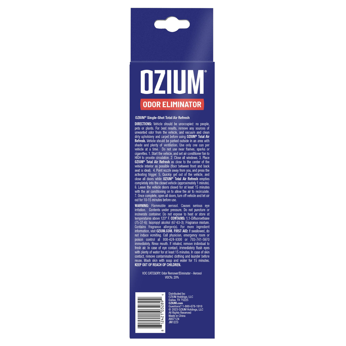 Ozium in a clean driving interior lifestyle shot suggesting refreshed cabin atmosphere
