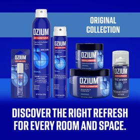 Ozium in a car on a road trip scene conveying fresh cabin comfort benefit