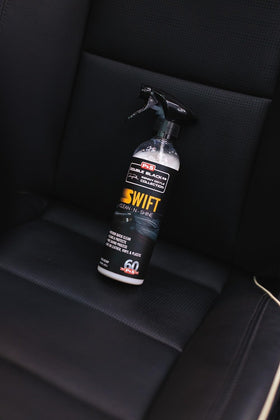 P & S PROFESSIONAL DETAIL PRODUCTS cleaning leather seat showing improved appearance