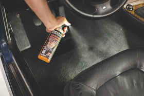 P & S Carpet Bomber being sprayed on a car seat for deep-cleaning benefit